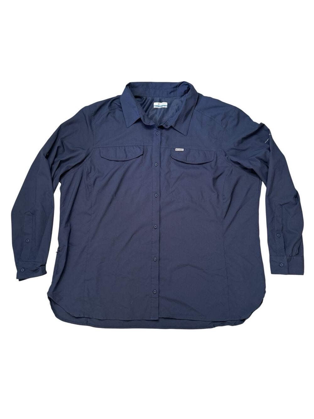 COLUMBIA Omnishade Navy Blue Camp Shirt Size 3X Men Vented Lightweight Polyester